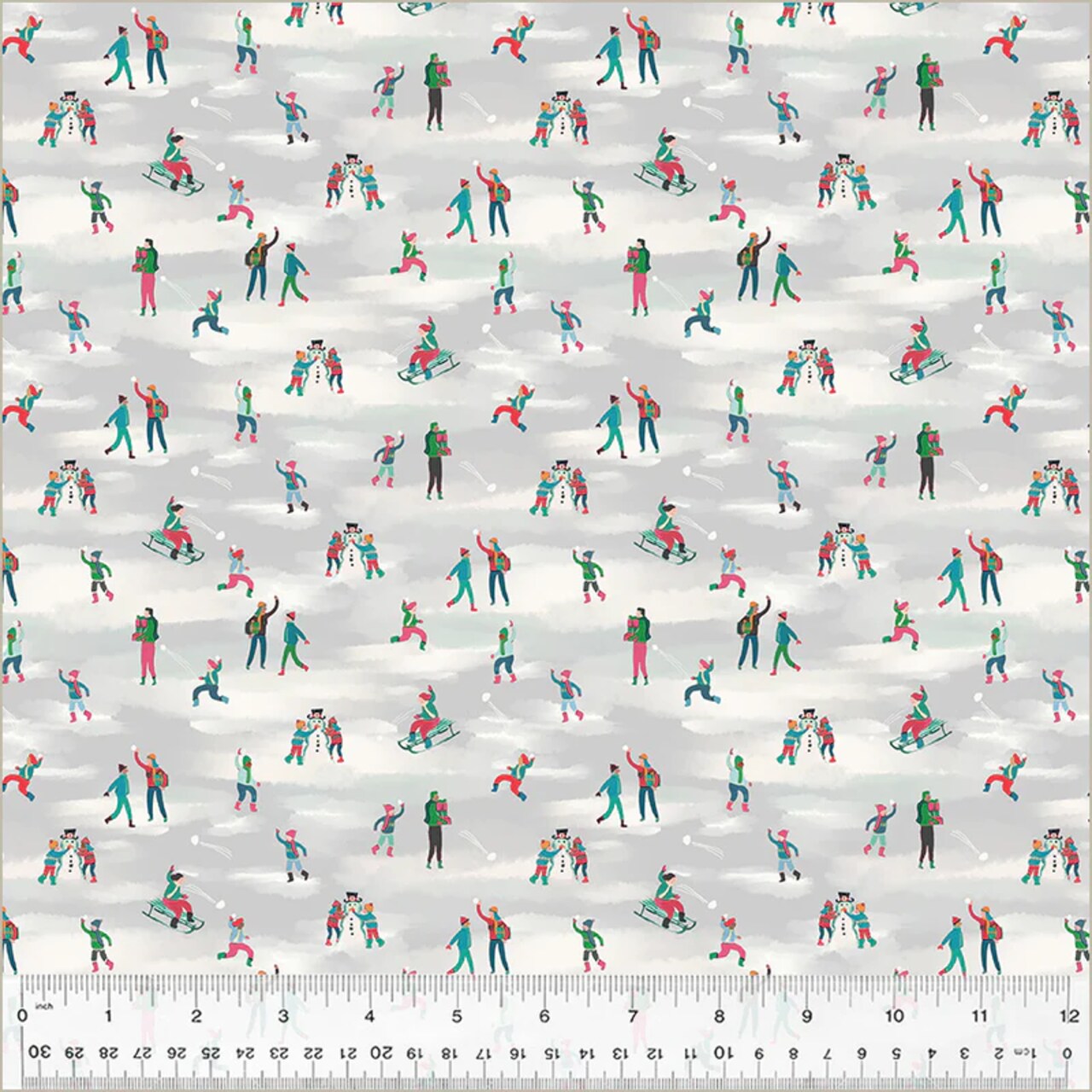 Fabric Windham Gray Snow Day Christmas Village by the Quarter Yard 53906-4